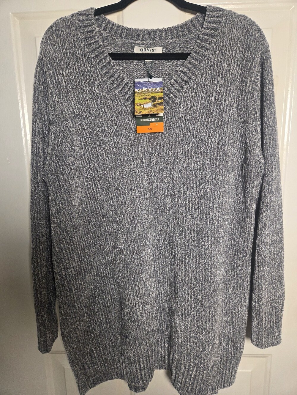 Orvis Classic Collection Women’s Marled Gray Chenille Sweater XXL NWT